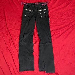 Vintage 90s pink plaid bondage Tripp pants.